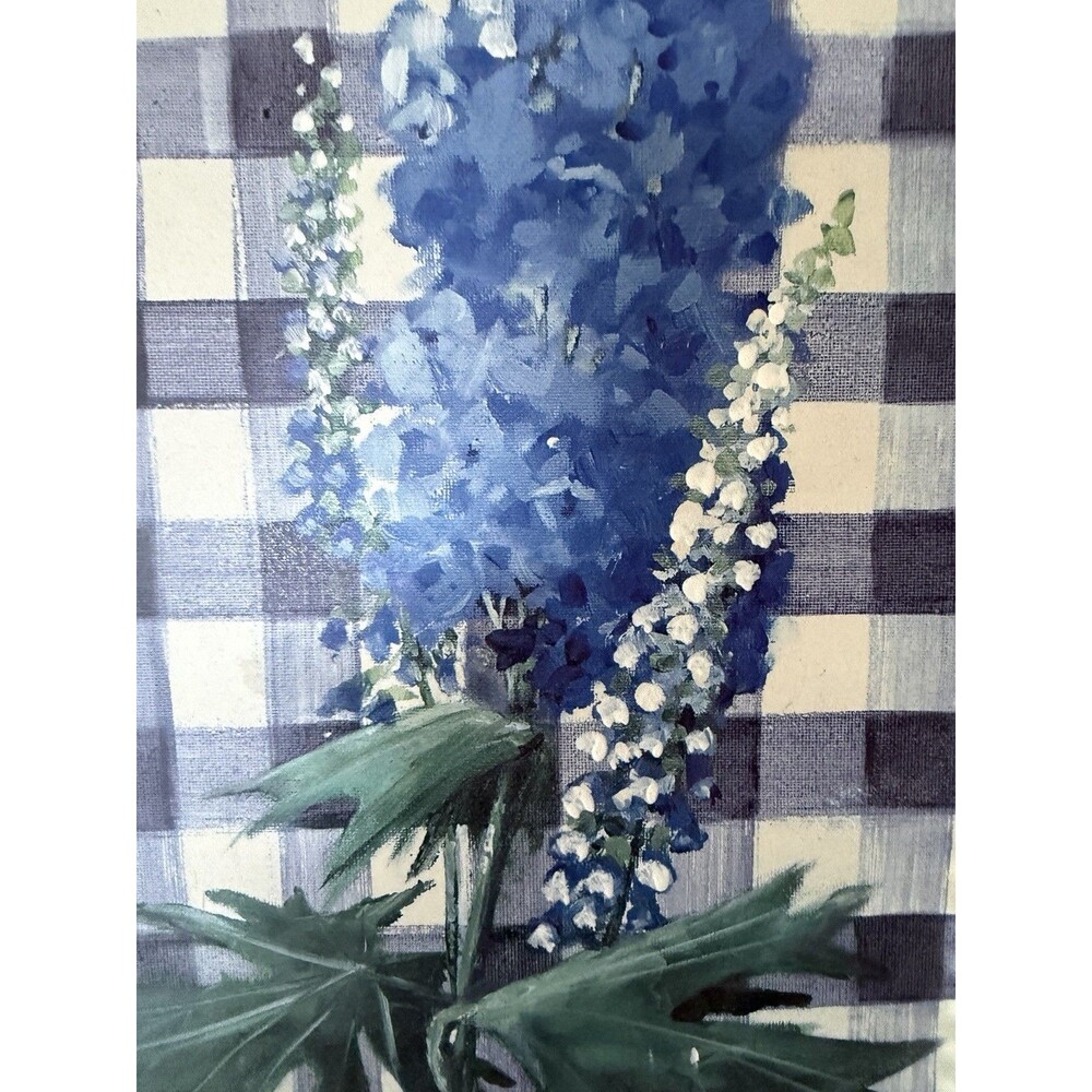 Bluebonnet And Geranium Pictures In Tim Frame. Set Of 2 10” X 19”